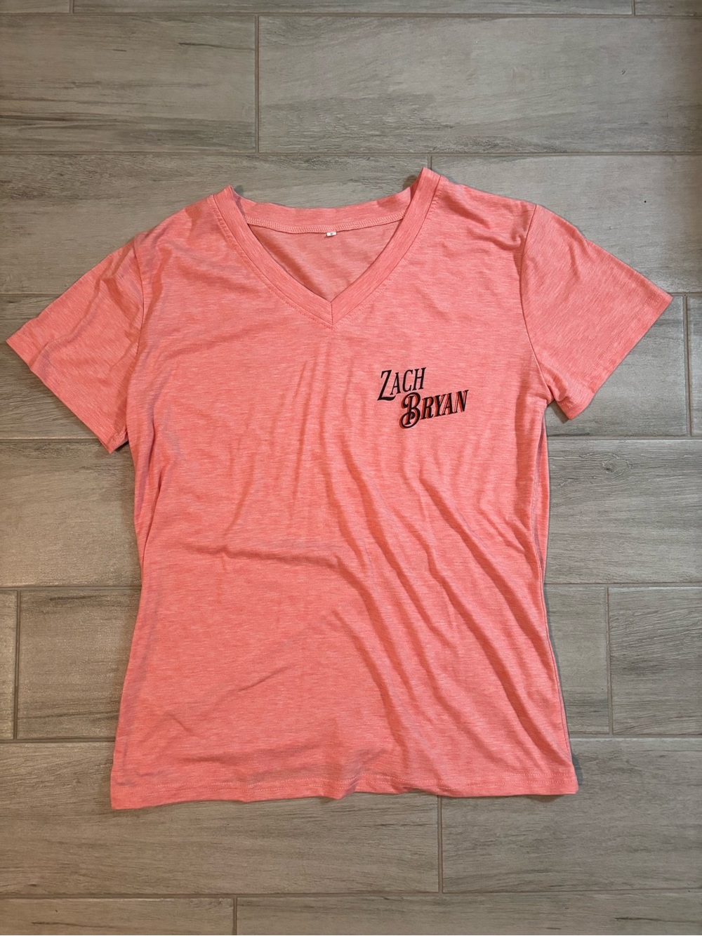 Women's V-Neck Coral Zach Bryan Short Sleeve Top, Small, New